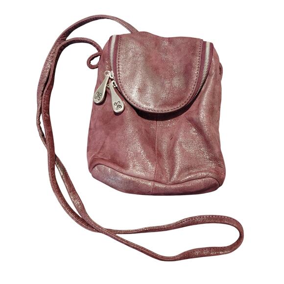 Hobo Crossbody Bag Tote Purse Handbag Genuine Leather Metallic Purple Womens OS - Picture 2 of 8